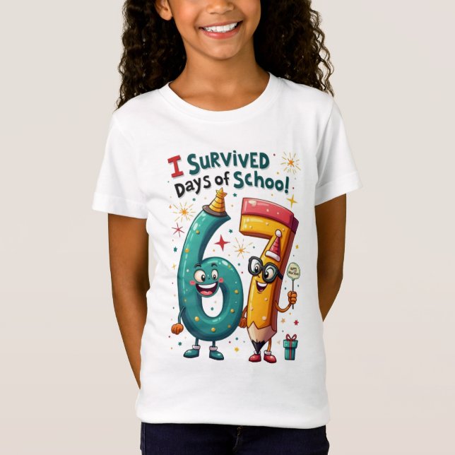 I Survived 67 Days of School New Year Celebration  T Shirt (Framsida)