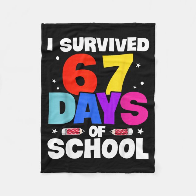 I Survived 67 Days Of School Shirts Meme Six Seven Fleecefilt (Framsidan)