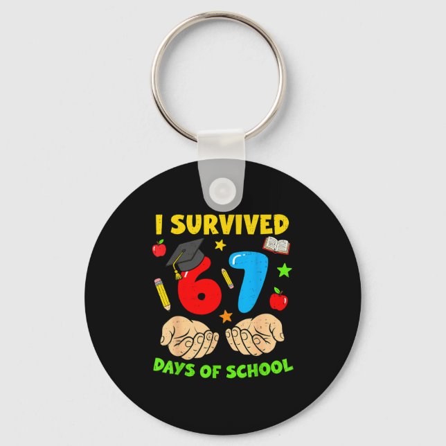 I Survived 67 Days Of School Six Seven Meme Studen Nyckelring (Framsida)