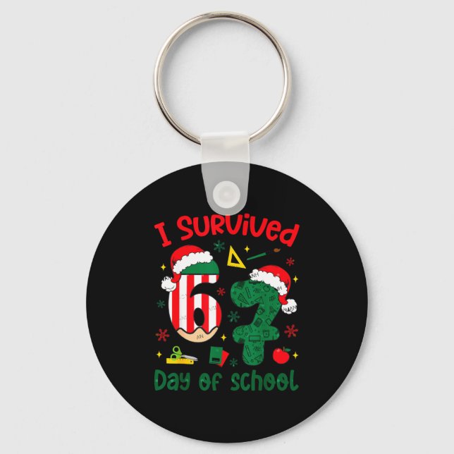 I Survived 67 Days Of School Student Christmas Hum Nyckelring (Framsida)
