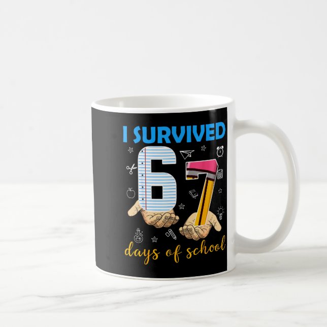 I Survived 67 Days Of School Students Teachers 100 Kaffemugg (Höger)