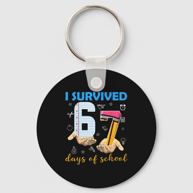 I Survived 67 Days Of School Students Teachers 100 Nyckelring (Framsida)
