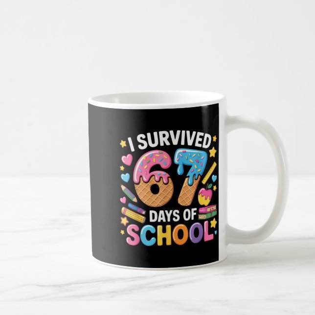 I Survived 67 Days Of School Teacher Student Ice C Kaffemugg (Höger)