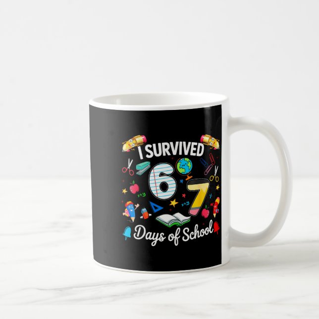 I Survived 67 Days Of School Teachers Students Boy Kaffemugg (Höger)