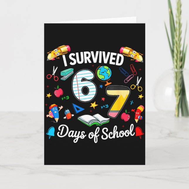 I Survived 67 Days Of School Teachers Students Boy Kort (Framsida)
