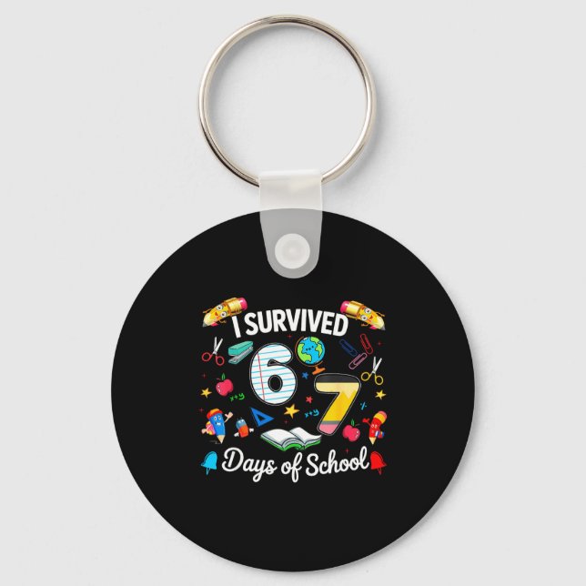 I Survived 67 Days Of School Teachers Students Boy Nyckelring (Framsida)