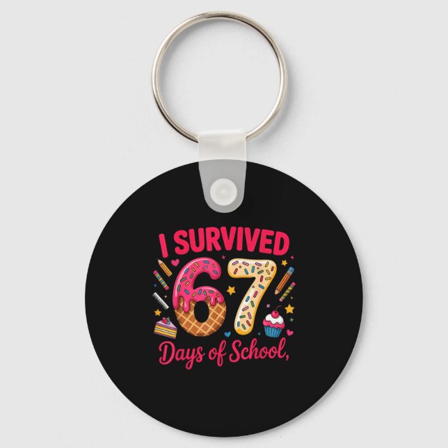 I Survived 67 Days Of School Teachers Students Tee Nyckelring (Framsida)