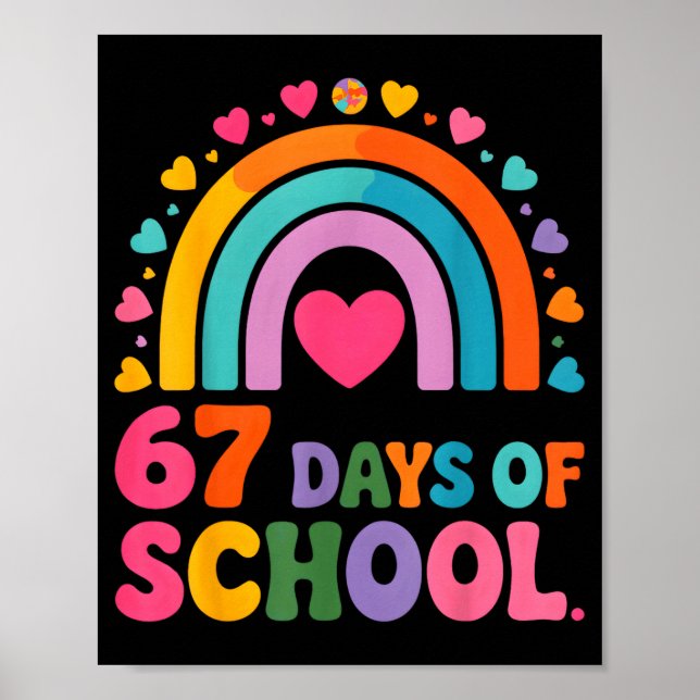 I Survived 67 Days Of School Tie Die Rainbow Lover Poster (Framsidan)