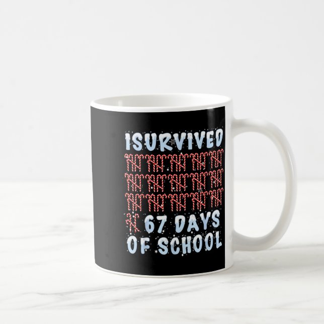 I Survived 67 Days Of School Xmas Candy Cane Tally Kaffemugg (Höger)
