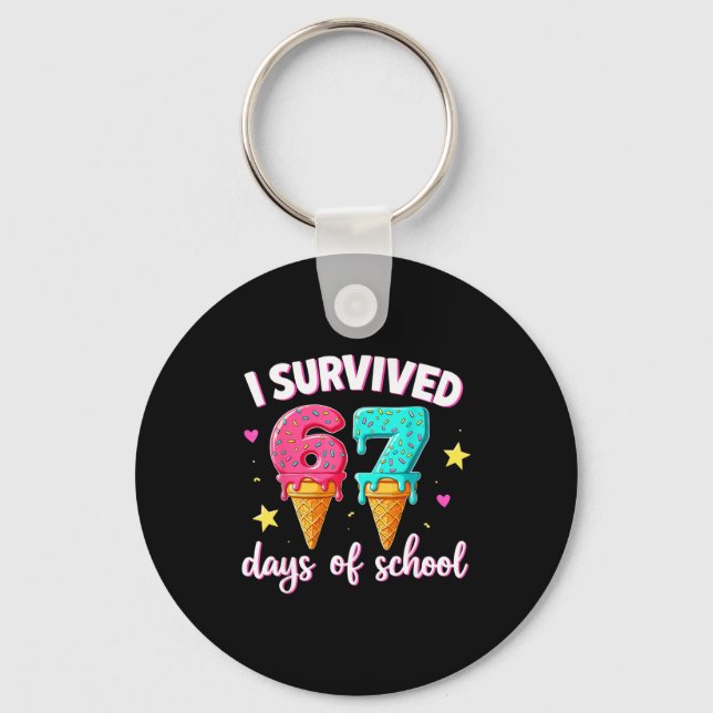 I Survived 67th Days School Drip Ice Cream Funny 6 Nyckelring (Framsida)