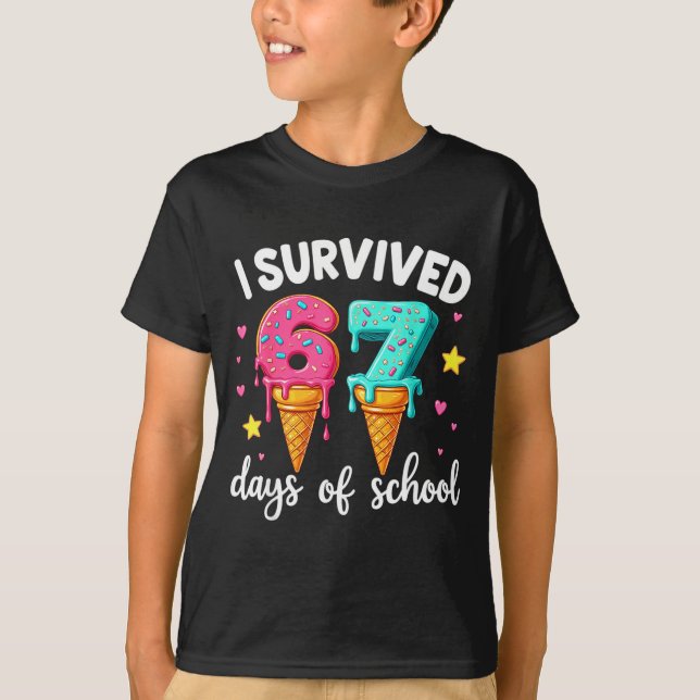 I Survived 67th Days School Drip Ice Cream Funny 6 T Shirt (Framsida)