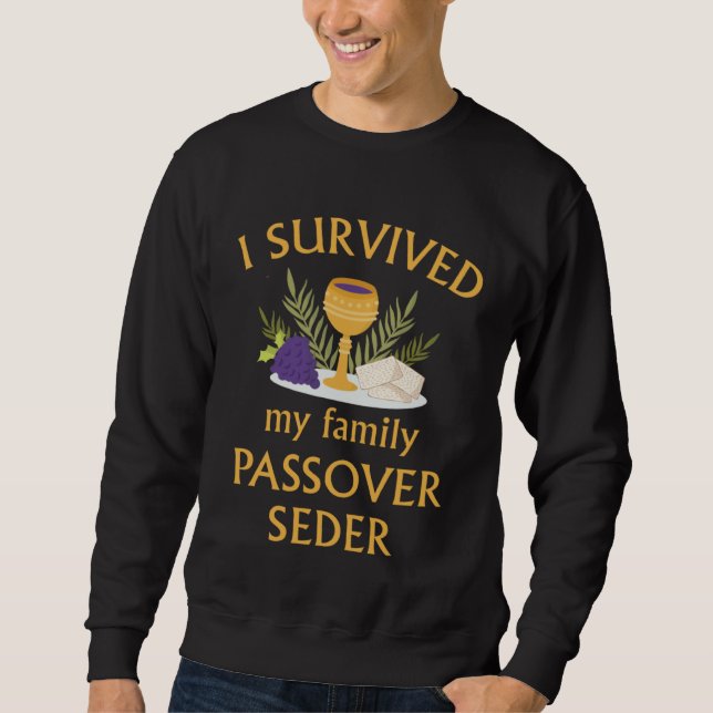 I Survived My Family Passover Seder 2023 Matzah 4  Lång Ärmad Tröja (Framsida)