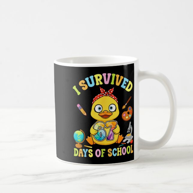 I Survived Six Seven Days Of School Cute Duck Stud Kaffemugg (Höger)