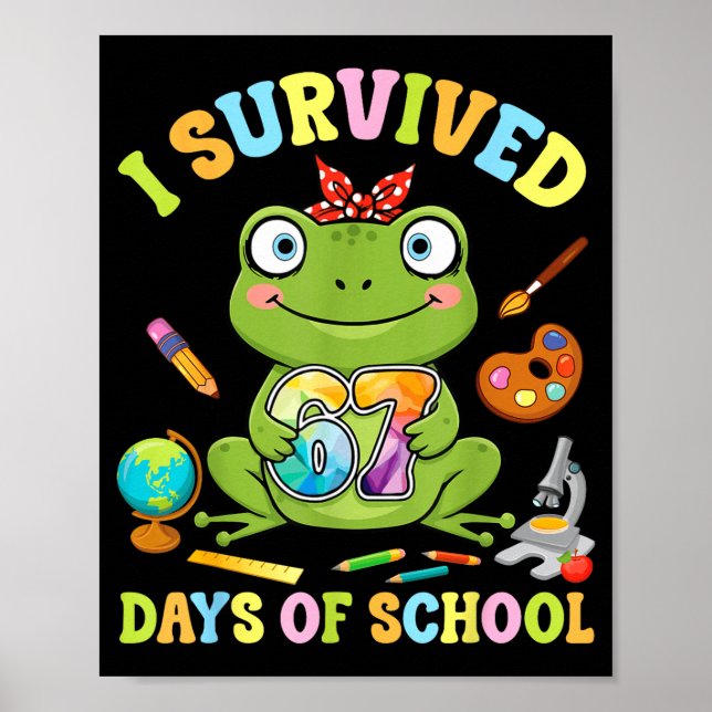 I Survived Six Seven Days Of School Cute Frog Stud Poster (Framsidan)