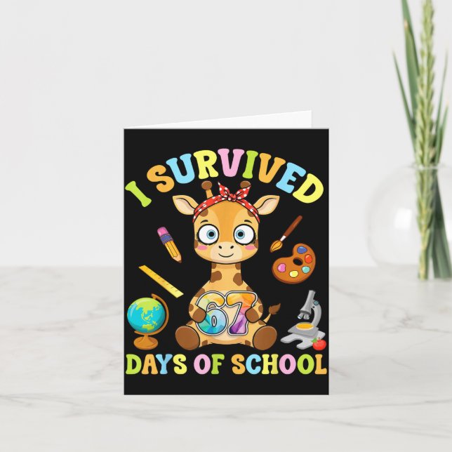 I Survived Six Seven Days Of School Cute Giraffe S Kort (Framsida)