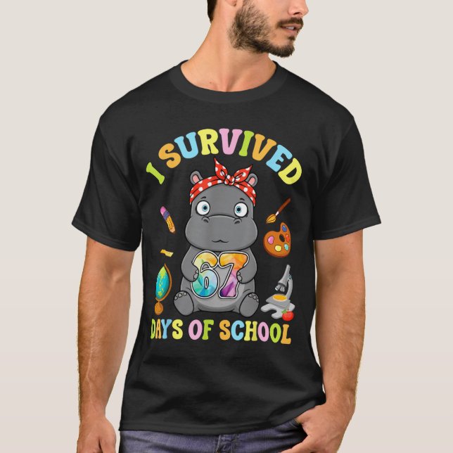 I Survived Six Seven Days Of School Cute Hip Stude T Shirt (Framsida)