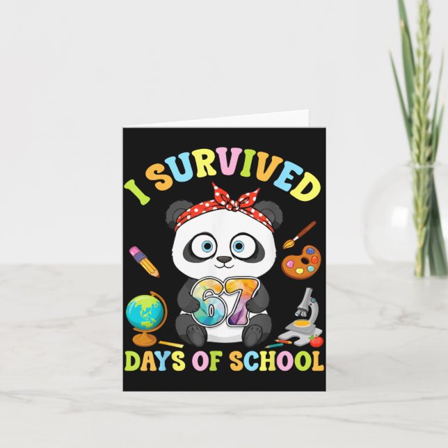 I Survived Six Seven Days Of School Cute Panda Stu Kort (Framsida)
