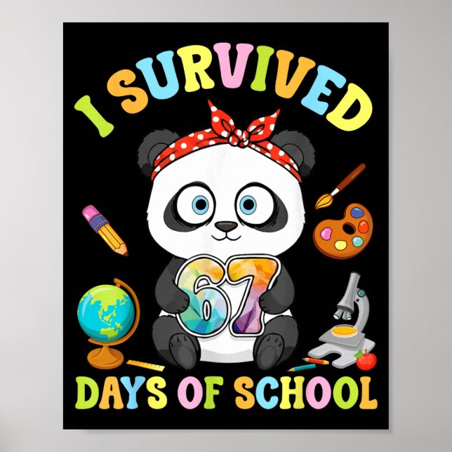 I Survived Six Seven Days Of School Cute Panda Stu Poster (Framsidan)
