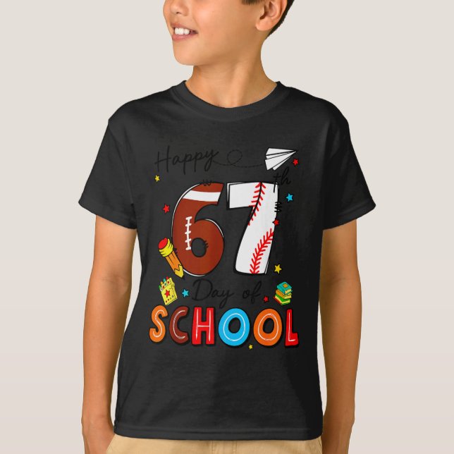 I Survived Sixty Seven Days Of School Funny Baseba T Shirt (Framsida)