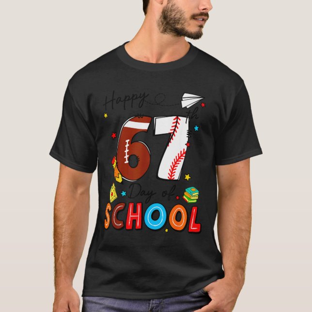 I Survived Sixty Seven Days Of School Funny Baseba T Shirt (Framsida)