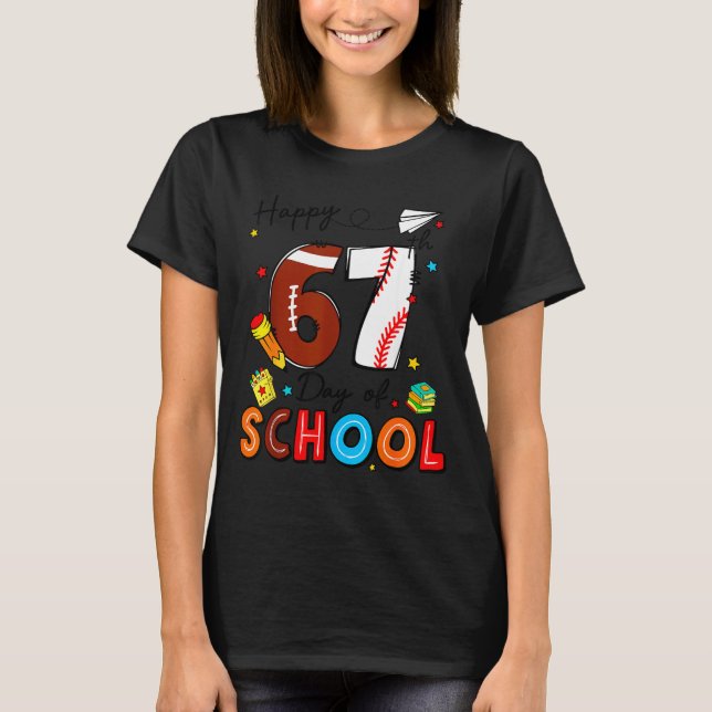 I Survived Sixty Seven Days Of School Funny Baseba T Shirt (Framsida)