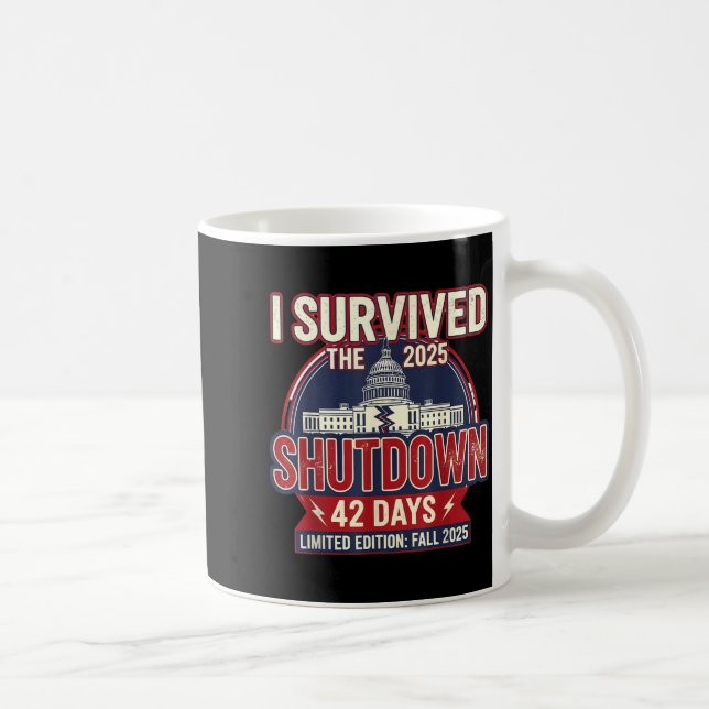 I Survived The 2025 Shutdown Funny Litical Quote  Kaffemugg (Höger)