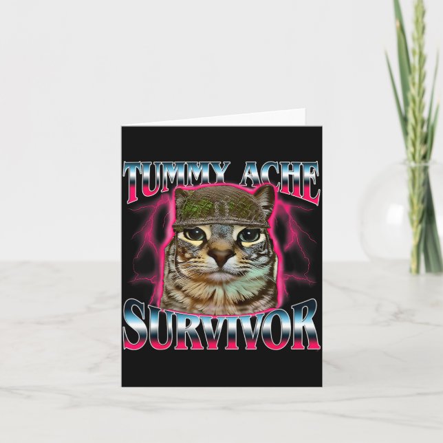 I Survived Today's Funny Tummy Ache Survivor Cat M Kort (Framsida)