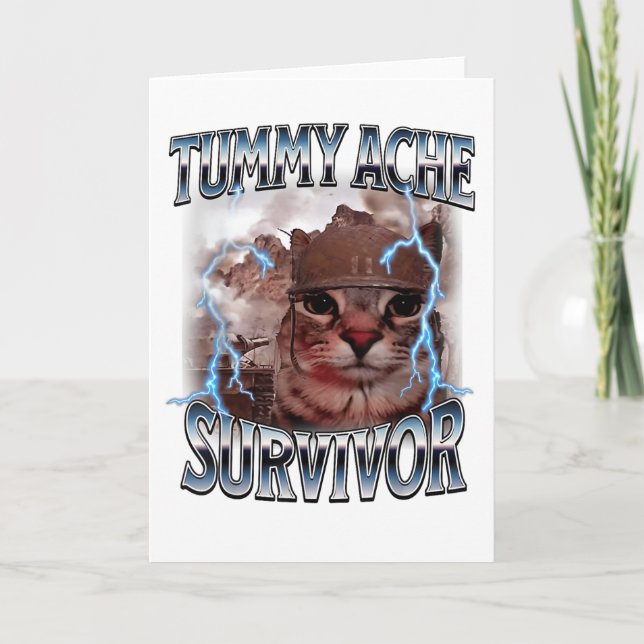 I Survived Today's Tummy Ache Folded Greeting Card Kort (Framsida)