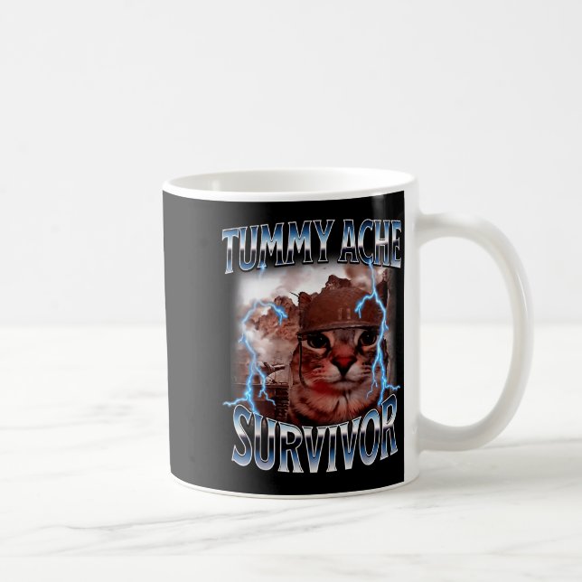 I Survived Today's Tummy Ache Survivor Funny Cat M Kaffemugg (Höger)