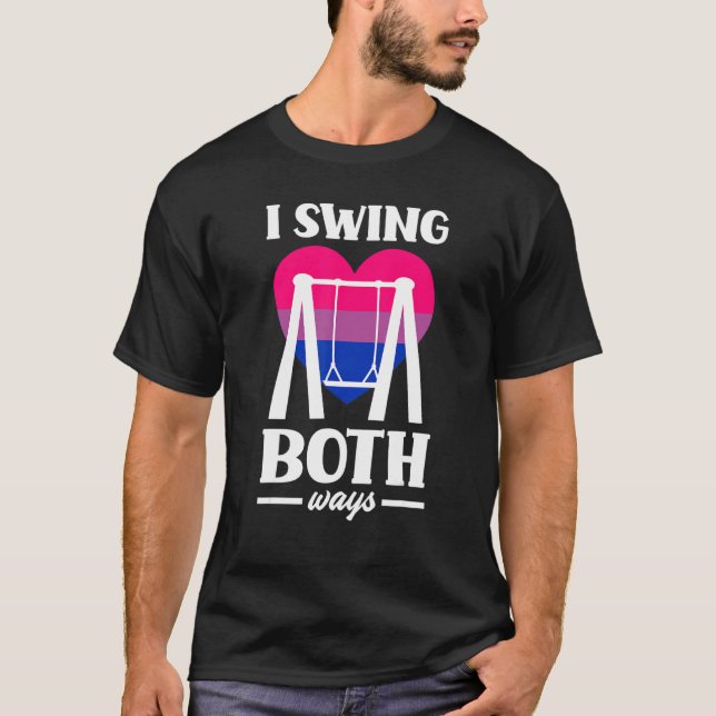 I Swing Both Ways Funny Bi Pride Flag Bisexual T Shirt (Framsida)