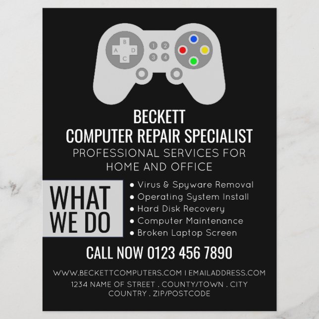 I.T/Computers, Computer Repair Specialist Advert Reklamblad (Framsidan)