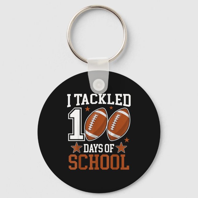 I Tackled 100 Day Of School Funny 100th Day School Nyckelring (Framsida)