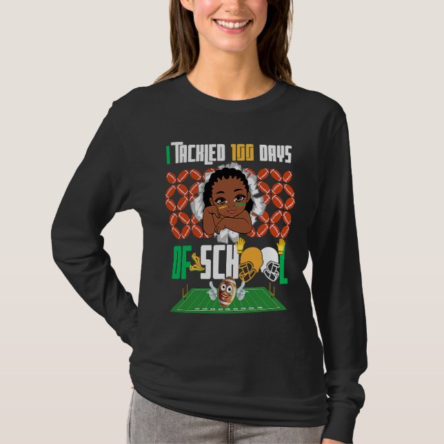 I Tackled 100 Days 100th Day Of School Boys Footba T Shirt (Framsida)