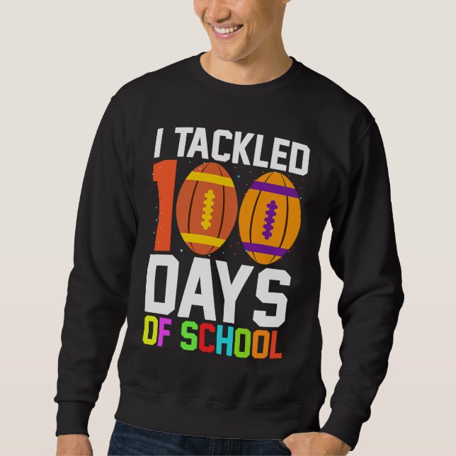 I Tackled 100 Days Of School Football 100th Day Bo Lång Ärmad Tröja (Framsida)