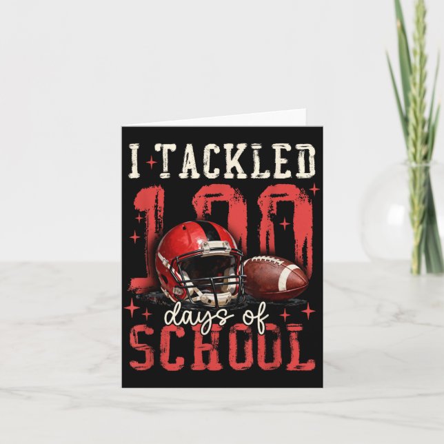 I Tackled 100 Days Of School Football Men Boy Kid  Kort (Framsida)