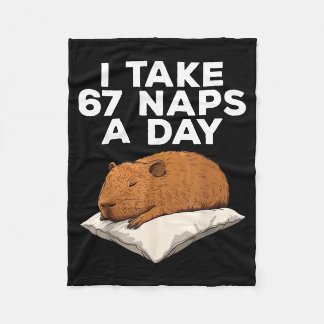 I Take 67 Naps A Day Funny Capybara Six Seven Meme Fleecefilt (Framsidan)