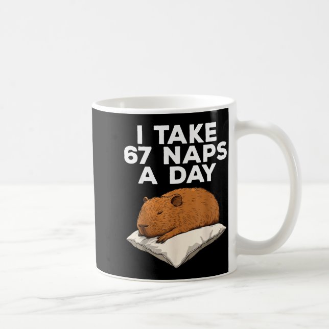 I Take 67 Naps A Day Funny Capybara Six Seven Meme Kaffemugg (Höger)