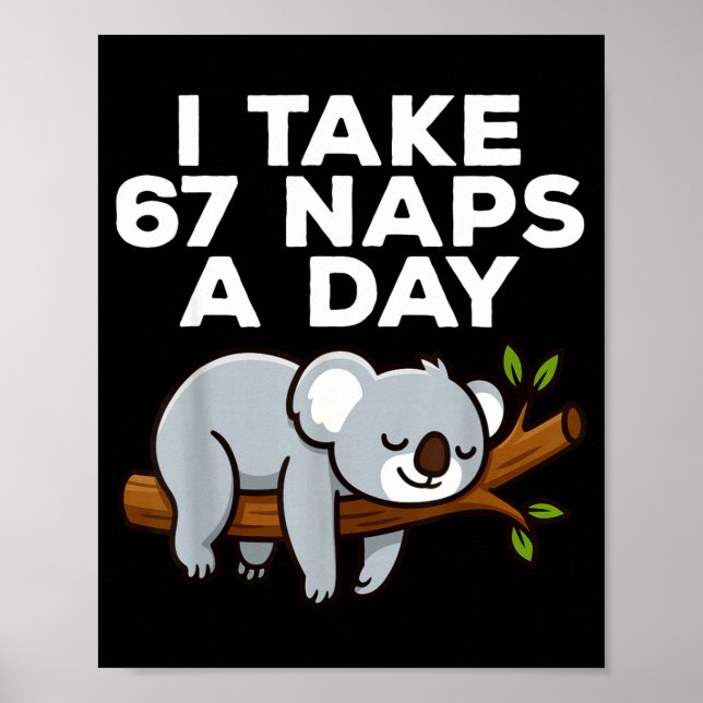 I Take 67 Naps A Day Funny Koala Six Seven Meme  Poster (Framsidan)
