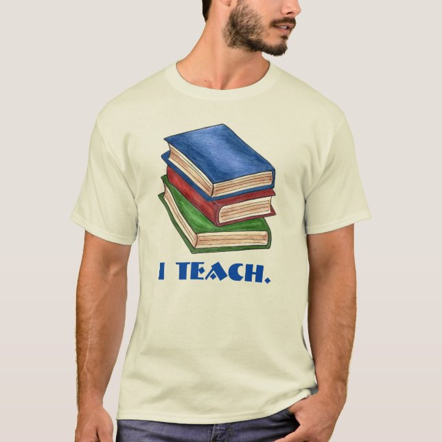 I TEACH Bibliotek Bok Stack Teacher-uppskattning Tröja (Framsida)