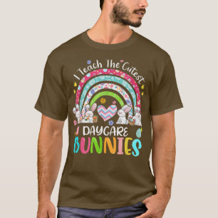 I Teach Cutest Bunnies Daycare Teacher Boho Rainbo T Shirt