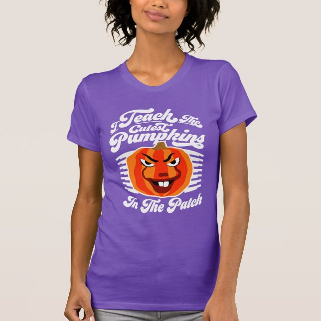 I Teach Cutest Pumpkins - Funny Halloween Teacher T Shirt (Framsida)