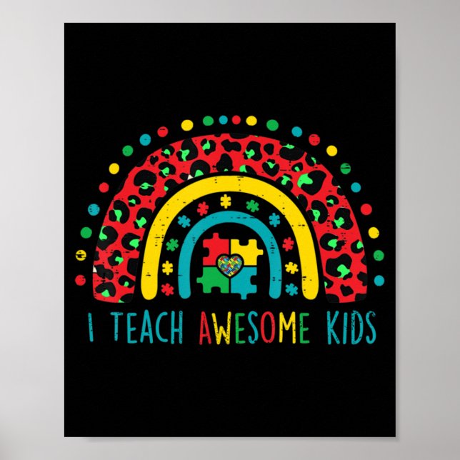 I Teach Fantastisk-barnskjorta Autism Awareness Pu Poster (Framsidan)
