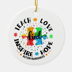I Teach Fantastisk Kids Autism Awareness Sped Teac Julgransprydnad Keramik