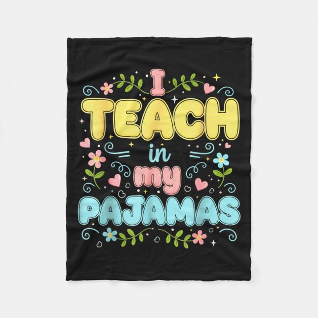 I Teach In My Pajamas Funny Online Virtual Teacher Fleecefilt (Framsidan)