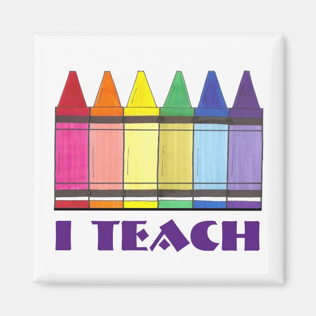 I Teach Rainbow Kritor School Teacher Gift Magnet (Framsidan)