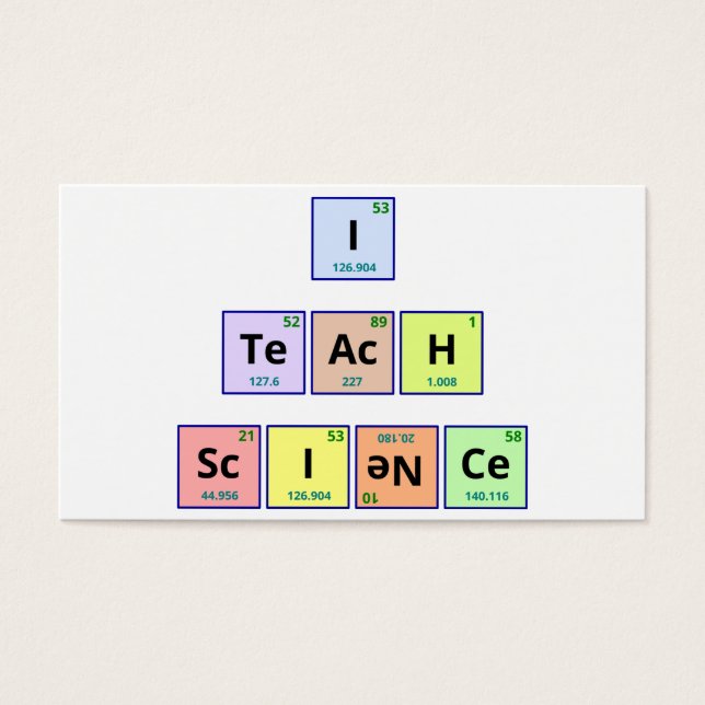 I Teach Science Visitkort (Framsidan)