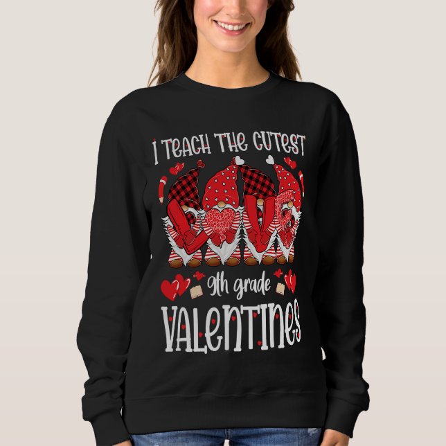 I Teach The Cutest 9th Grade Valentines Gnomes Tea T Shirt (Framsida)