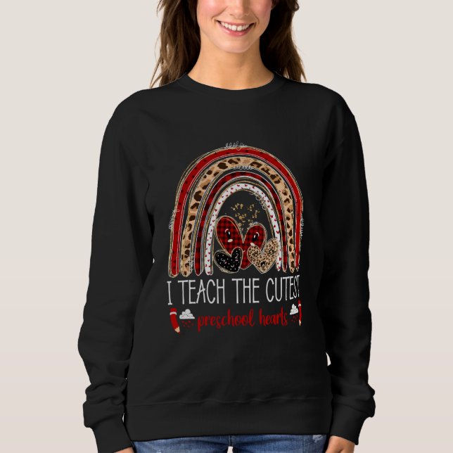 I Teach The Cutest Preschool Hearts Teacher Valent T Shirt (Framsida)