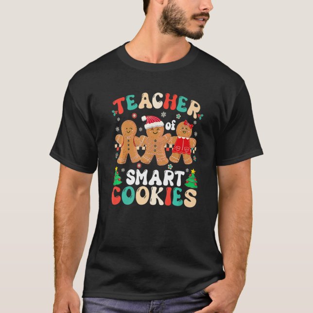 I Teach The Smartest Cookies  Christmas Pajama Tea T Shirt (Framsida)