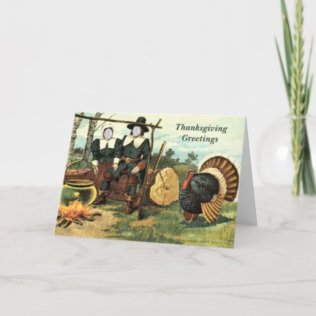 I Thanksgivingen Ansikte Vintage ... Helgkort (Framsida)